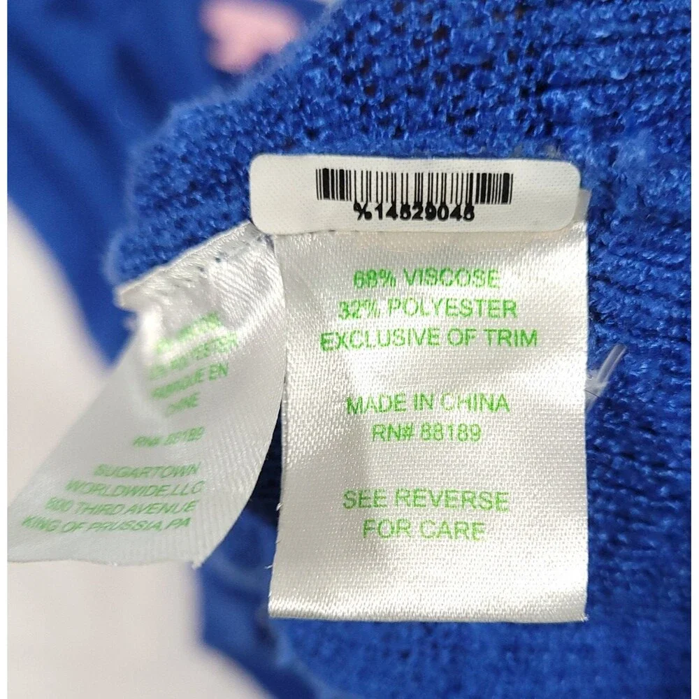 Lilly Pulitzer Knit Cardigan Electric Blue S sweater Ramie enamel buttons preppy